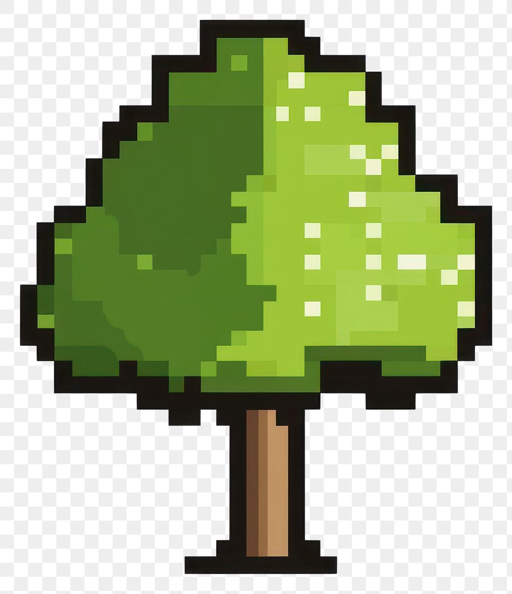 PNG Six pixel tree icon illustration green bulldozer.