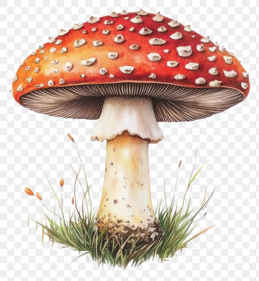 PNG Mushroom mushroom illustration realistic.