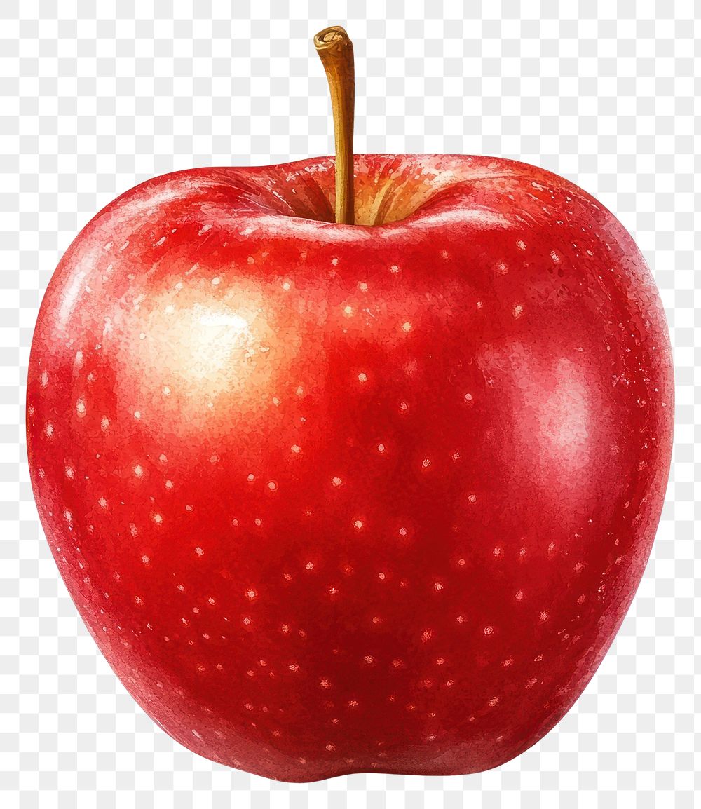 PNG Red Apple apple illustration realistic.