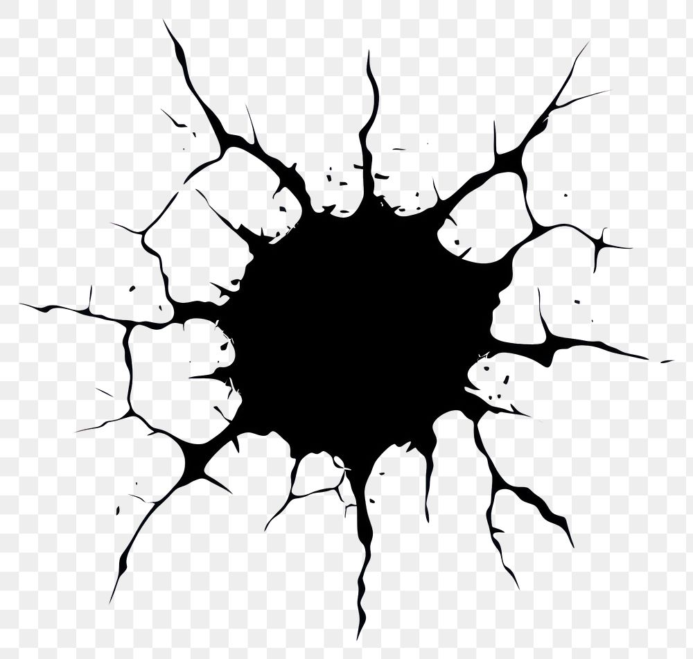 PNG Silhouette of cracks design black white.