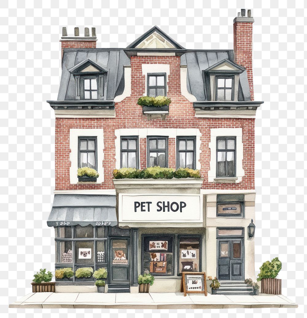 PNG American retail townhouse architecture illustration building.