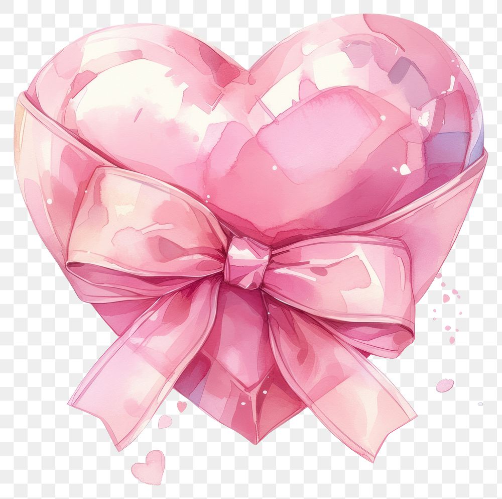 PNG Pastel coquette pink heart illustration watercolor style.