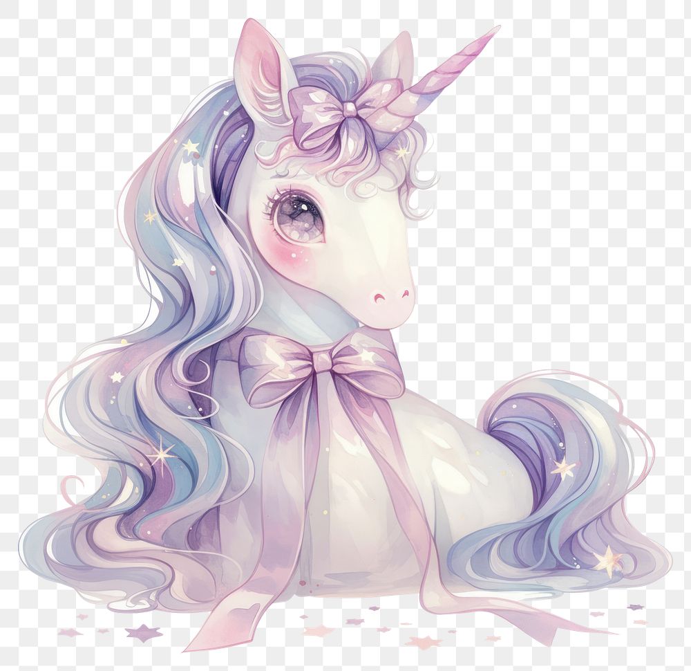 PNG Pastel coquette unicorn art illustration colors.