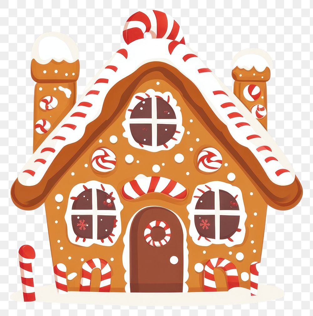 PNG Cute illustration of Christmas Gingerbread house gingerbread christmas sweets.