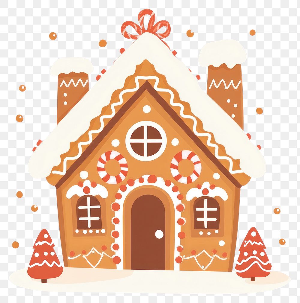 PNG Cute illustration of gingerbread house confectionery decoration whimsical.