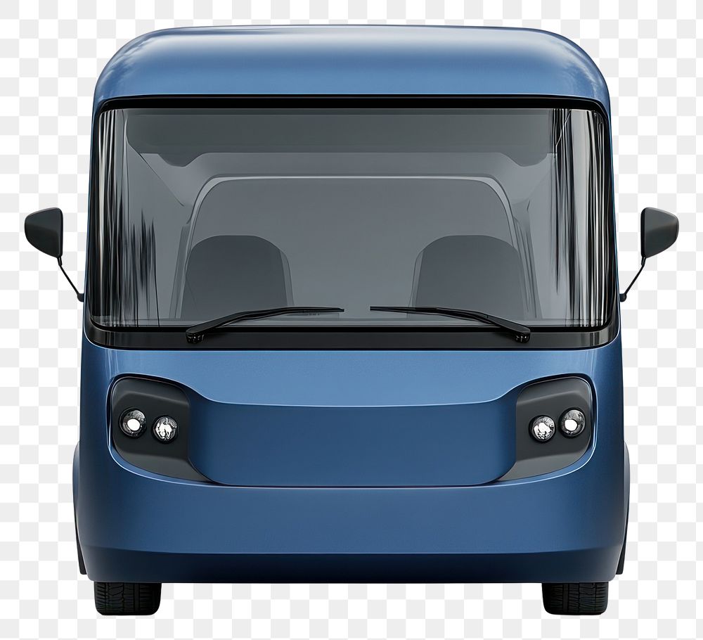 PNG Blue concept delivery van vehicle modern front.