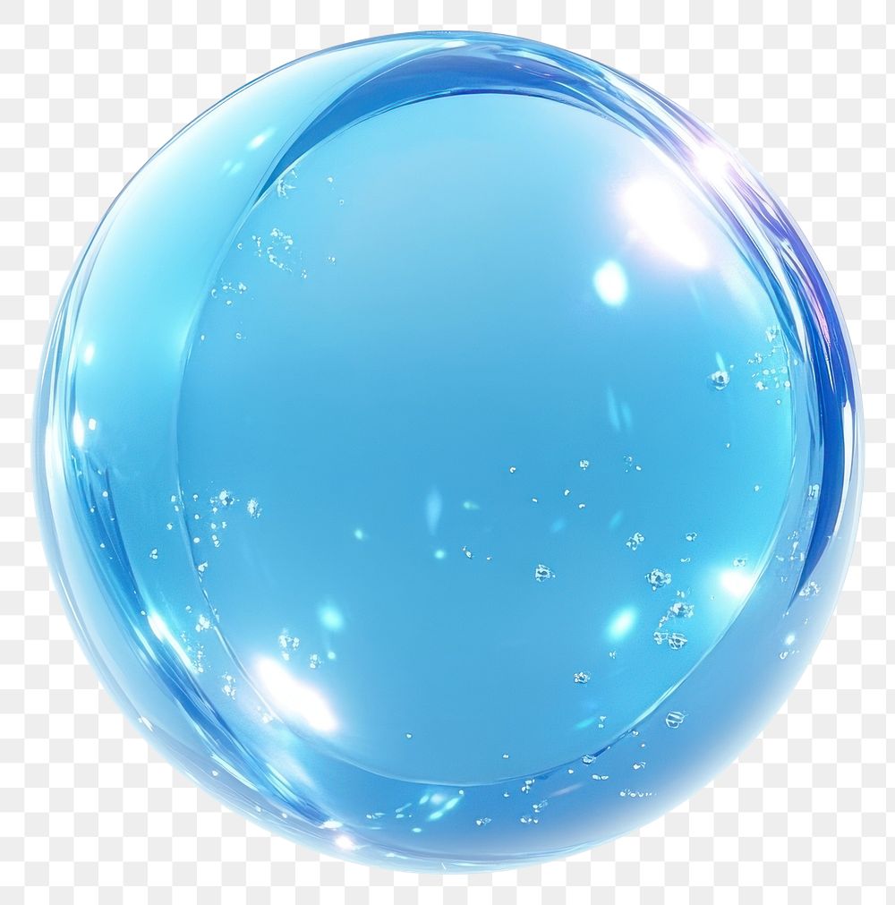 PNG Blue glossy bubble sphere bright round.