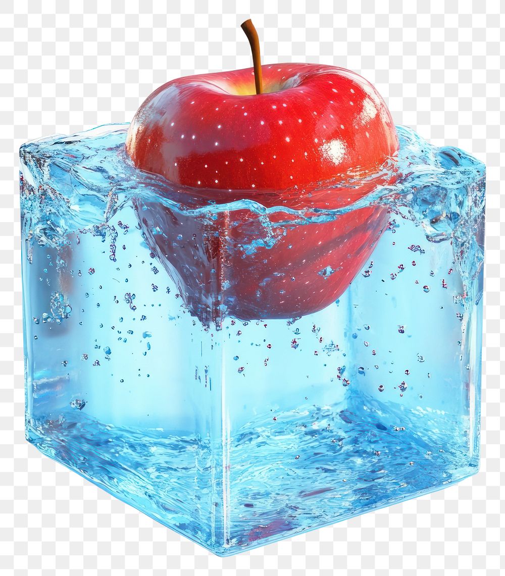 PNG Red apple splash fruit water.