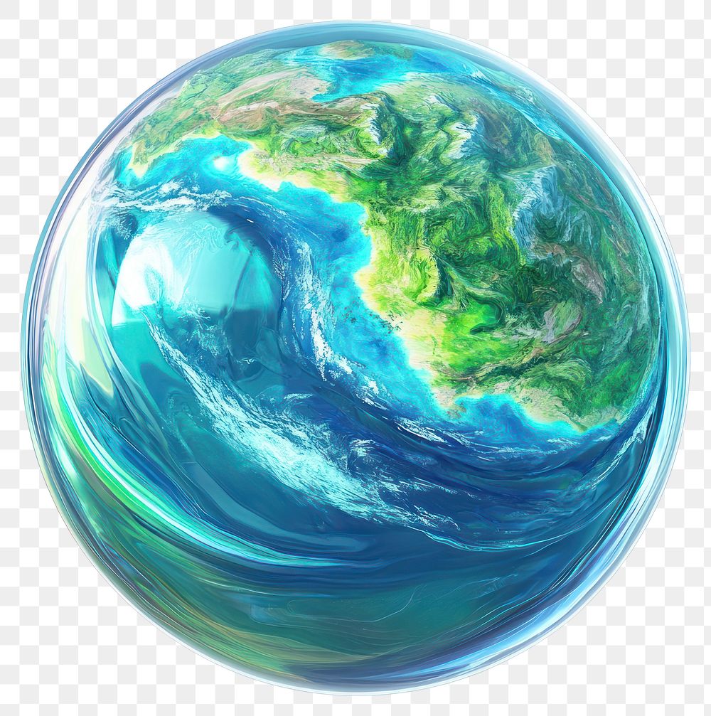 PNG Bright earth inside bubble illustration planet colors.