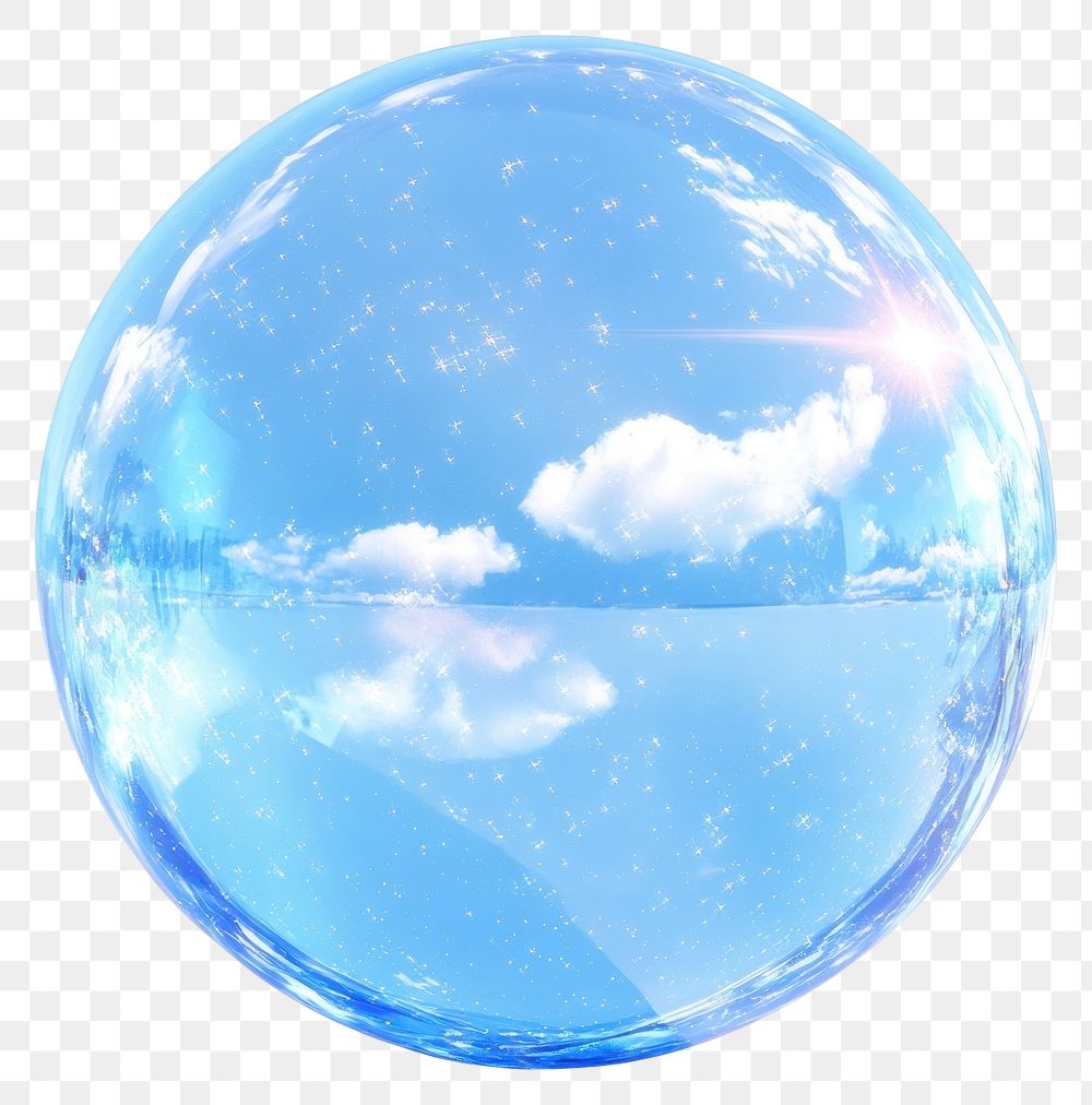 PNG Blue glossy bubble sphere sky transparent.