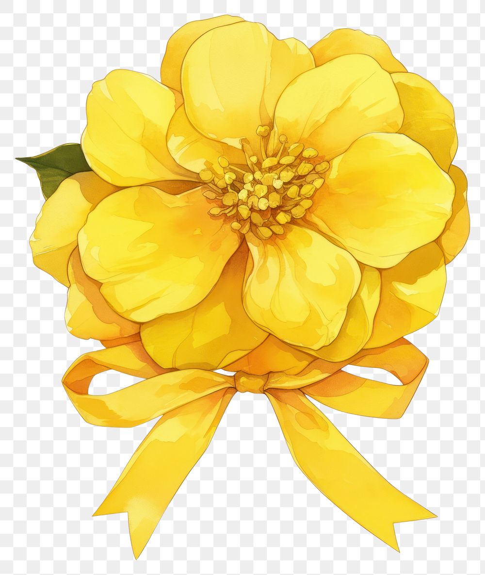 PNG Yellow coquette Camellia petal petals illustration flower.