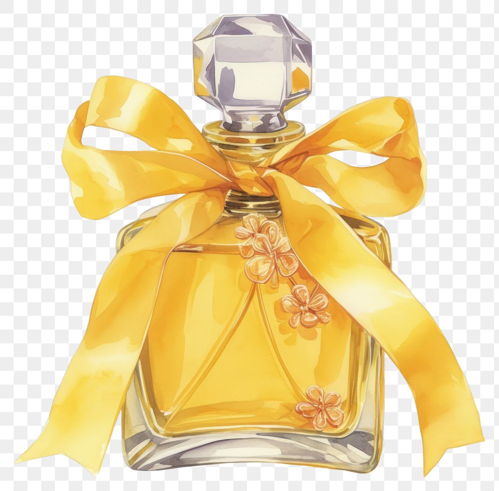 PNG Yellow coquette perfume bottle illustration ribbon yellow ribbon.