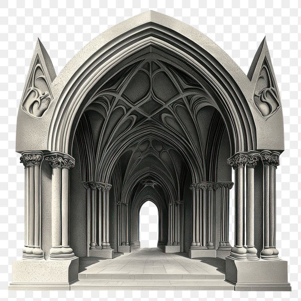 PNG Traditional Gothic pointed arch arches architecture columns.