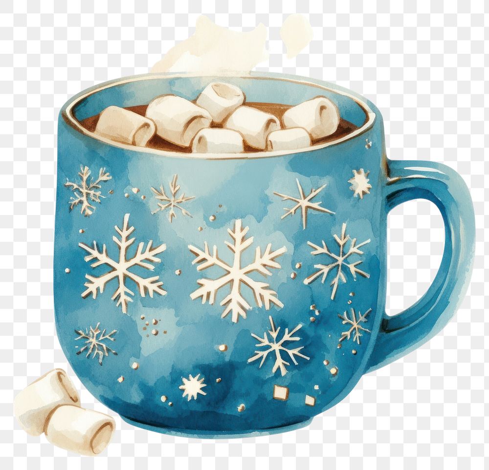 PNG Hot cocoa mug with marshmallows illustration chocolate winter.