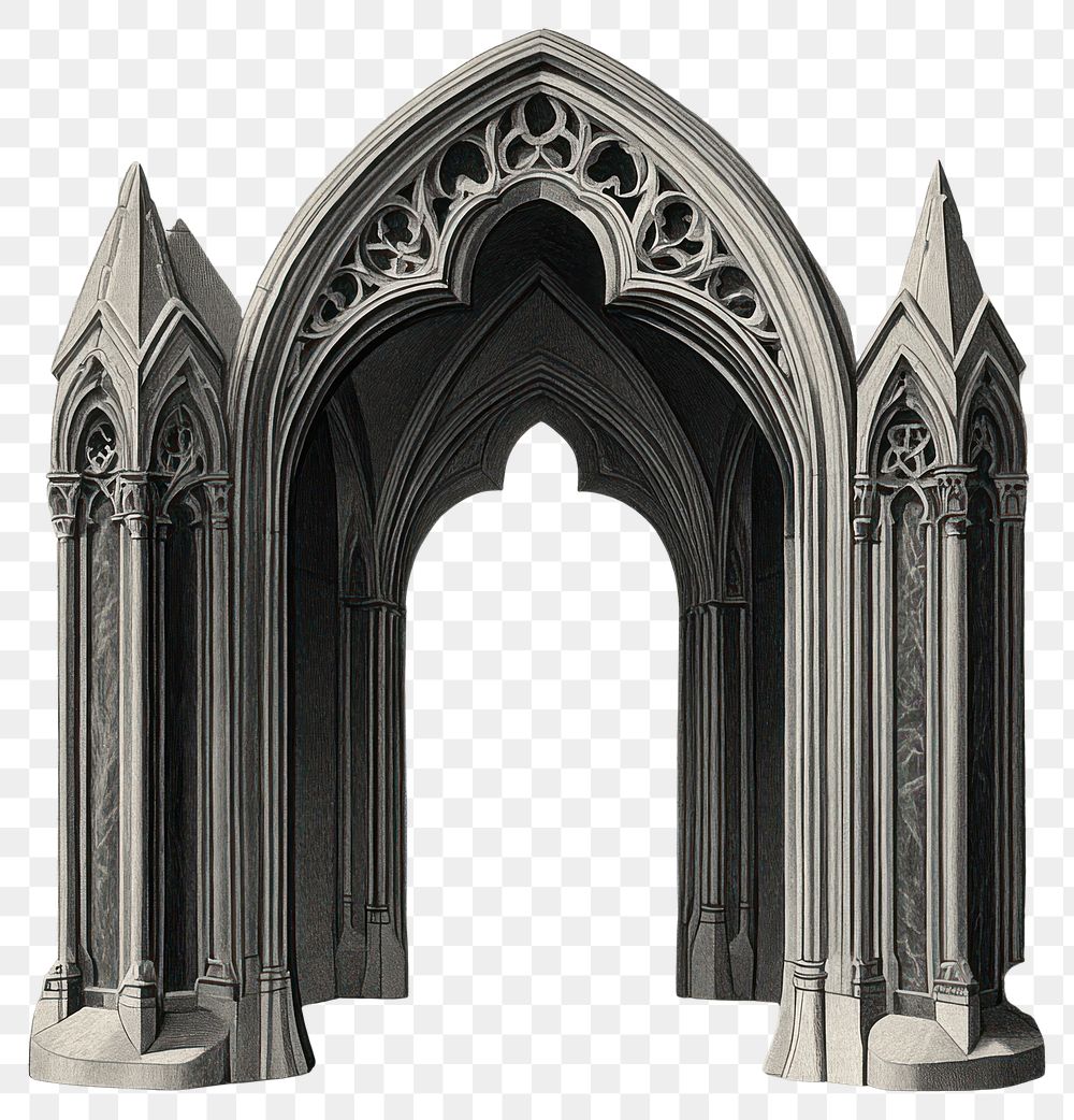 PNG Gothic-style stone arch architecture medieval gothic.