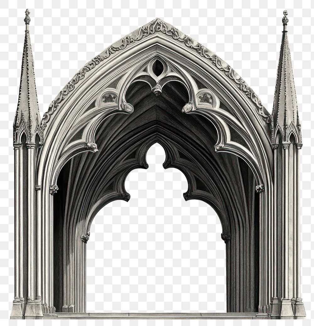 PNG Gothic-style stone arch architecture medieval gothic.