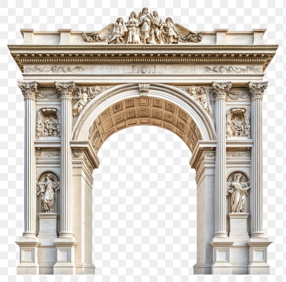 PNG Semicircular Roman arch architecture carvings classic.