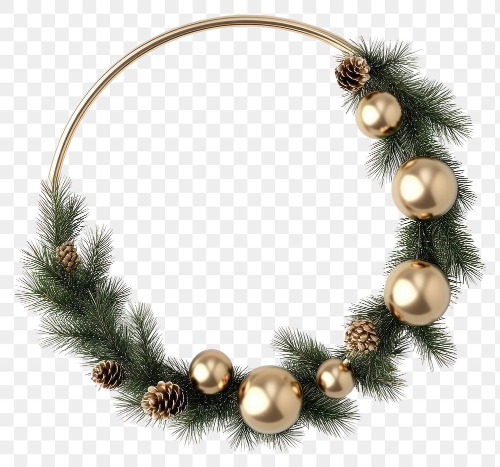 PNG Christmas wreath branches pine gold.