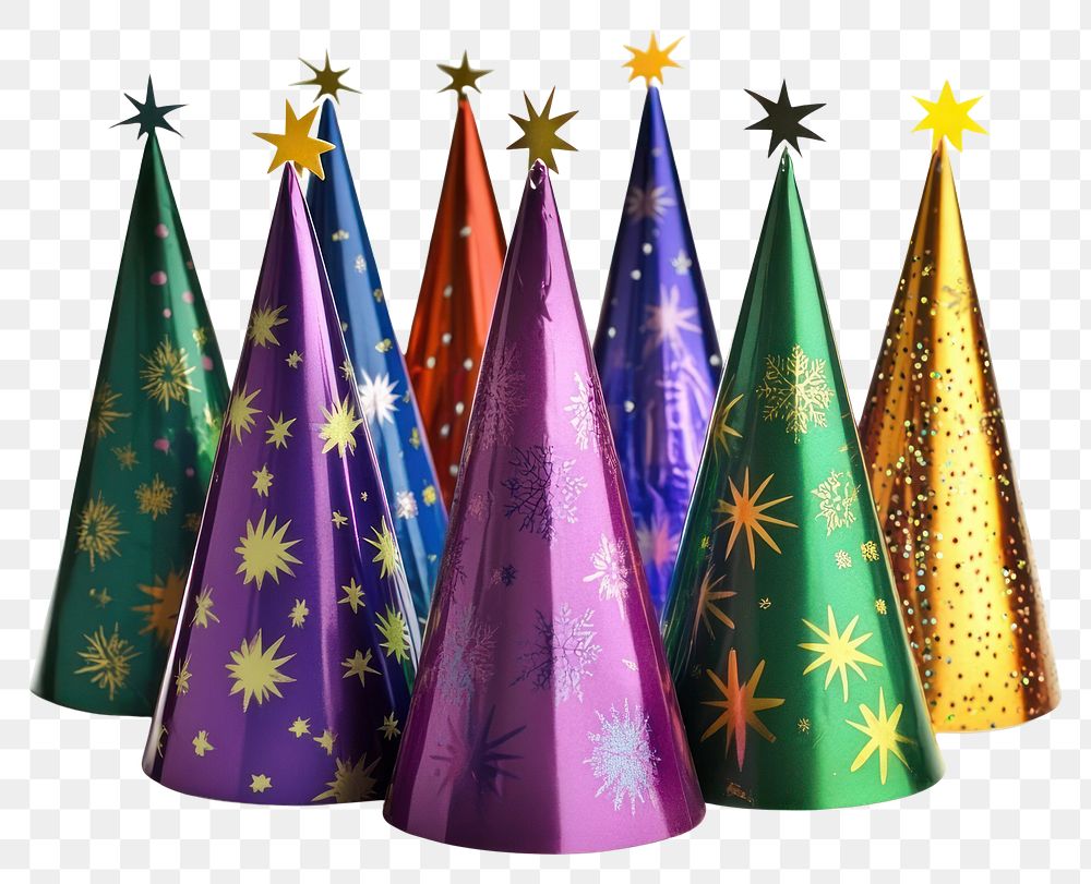 PNG Photo of Party hats party celebration decorations.