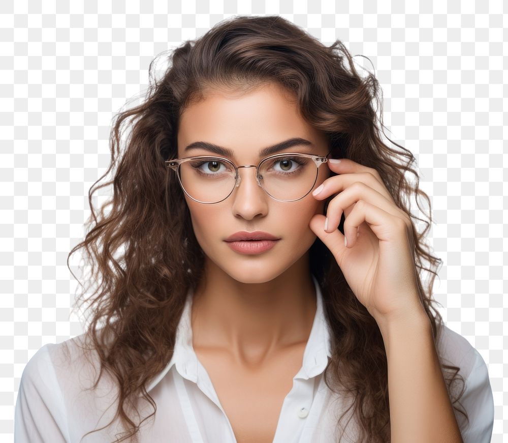 PNG Woman wearing glasses portrait adult photo.