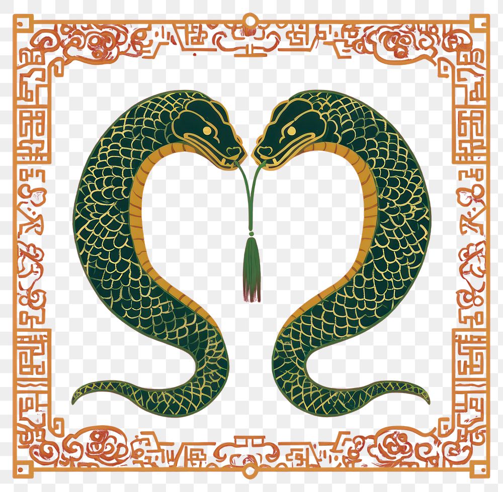 PNG Two snake-print traditional Chinese art background chinese.