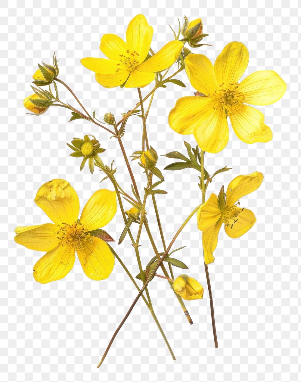 PNG Cottagecore yellow wild flowers illustration arrangement asteraceae.