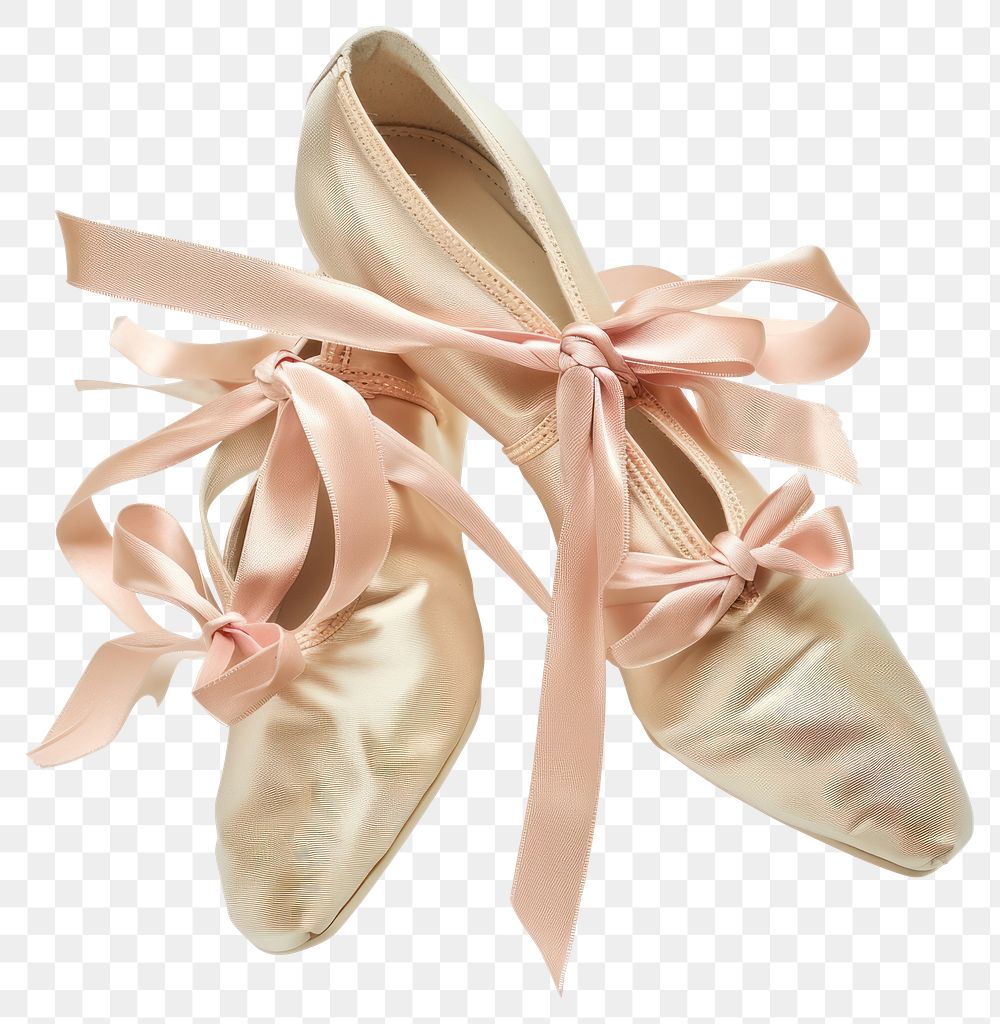 PNG Coquette ballet shoes footwear ribbons pink.