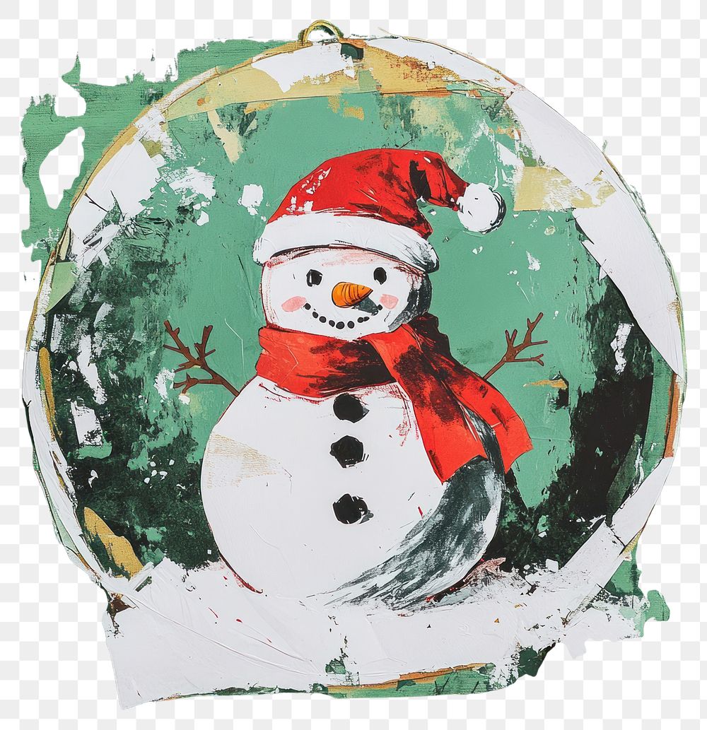 PNG Snowman in snowglobe christmas winter art.