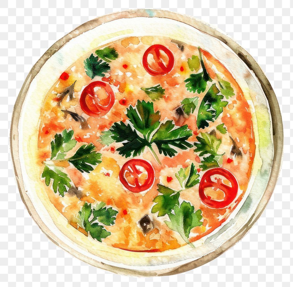 PNG An isolated Thai Tom kha gai food illustration watercolor.