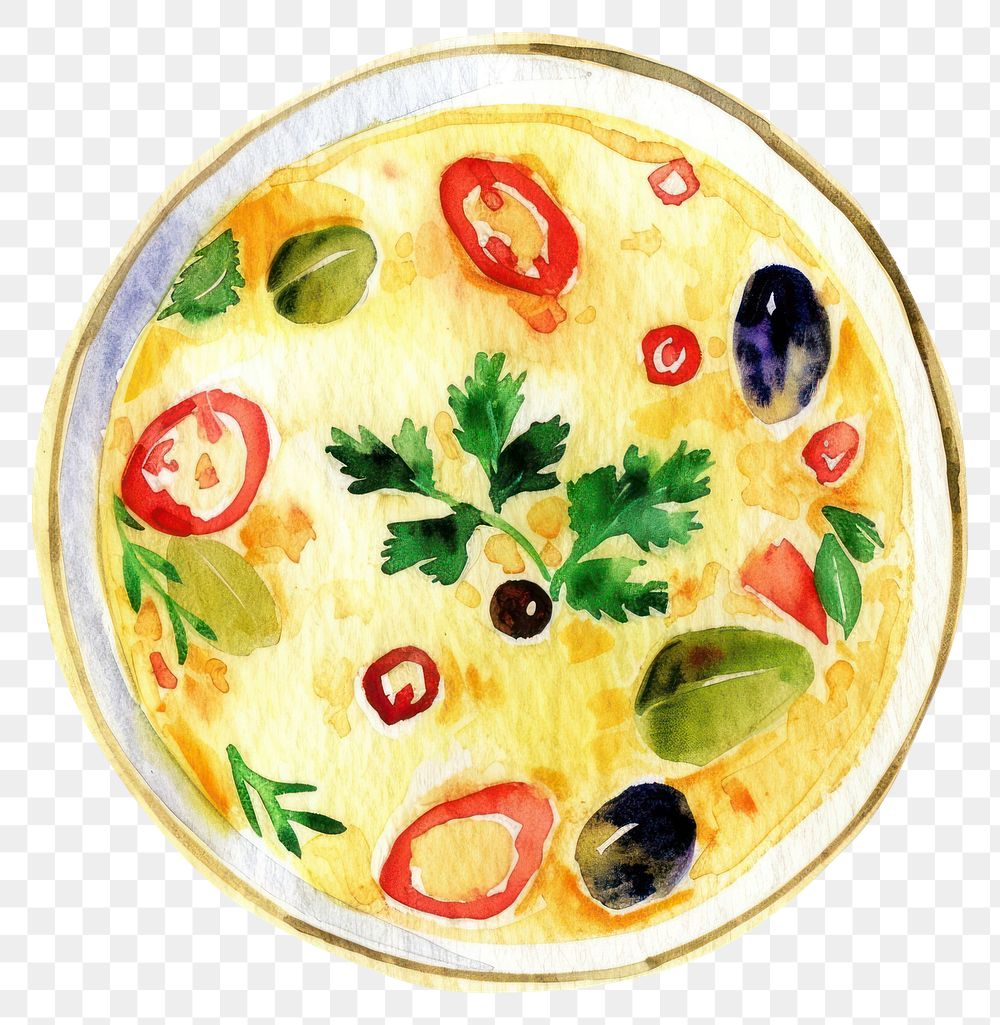 PNG An isolated Thai Tom kha gai food illustration watercolor.