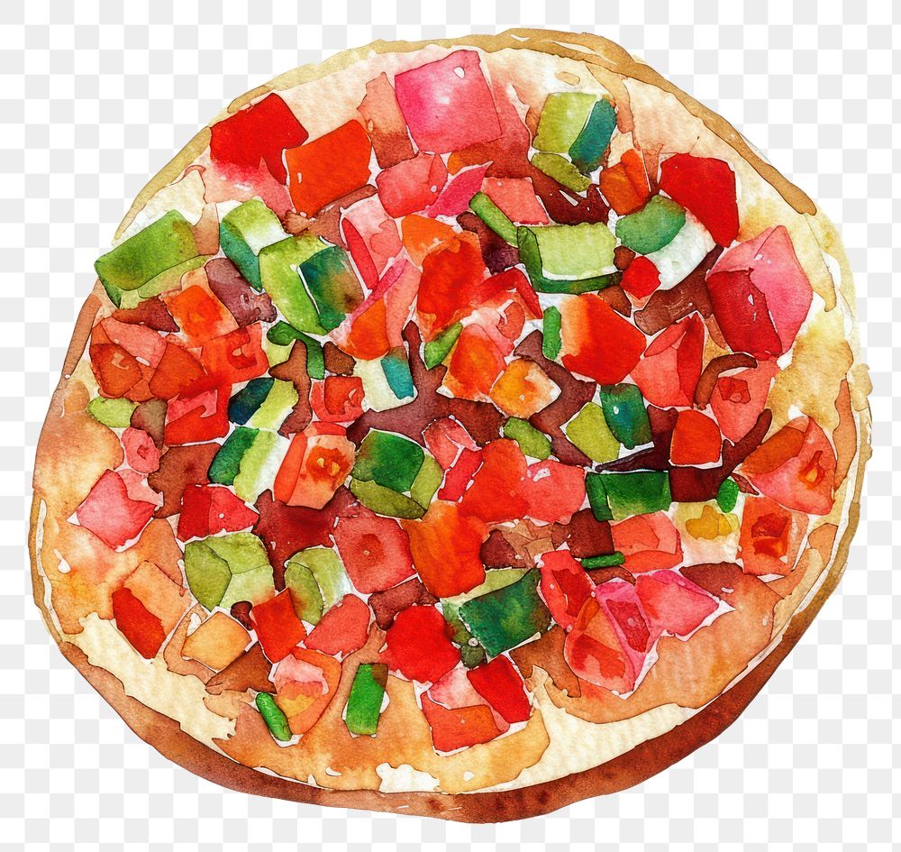 PNG An isolated Bruschetta food illustration watercolor.