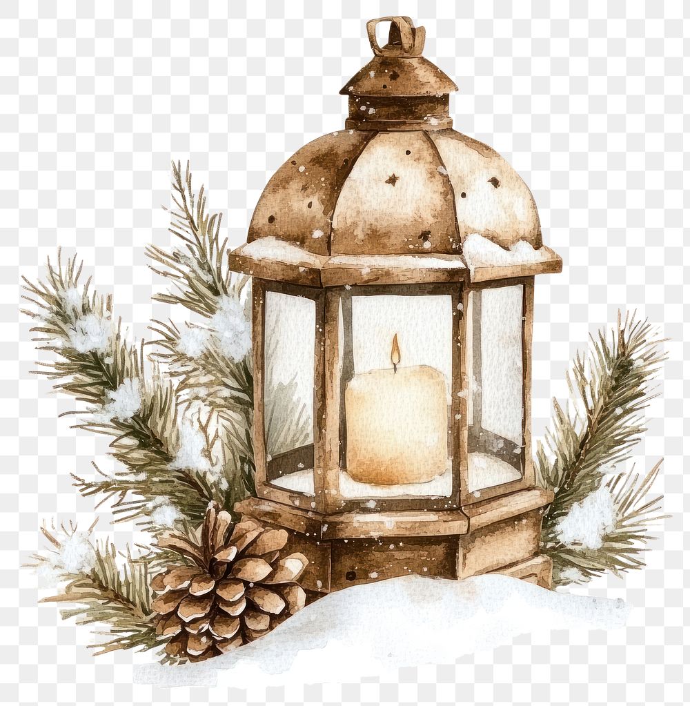 PNG Lantern illustration watercolor candle.