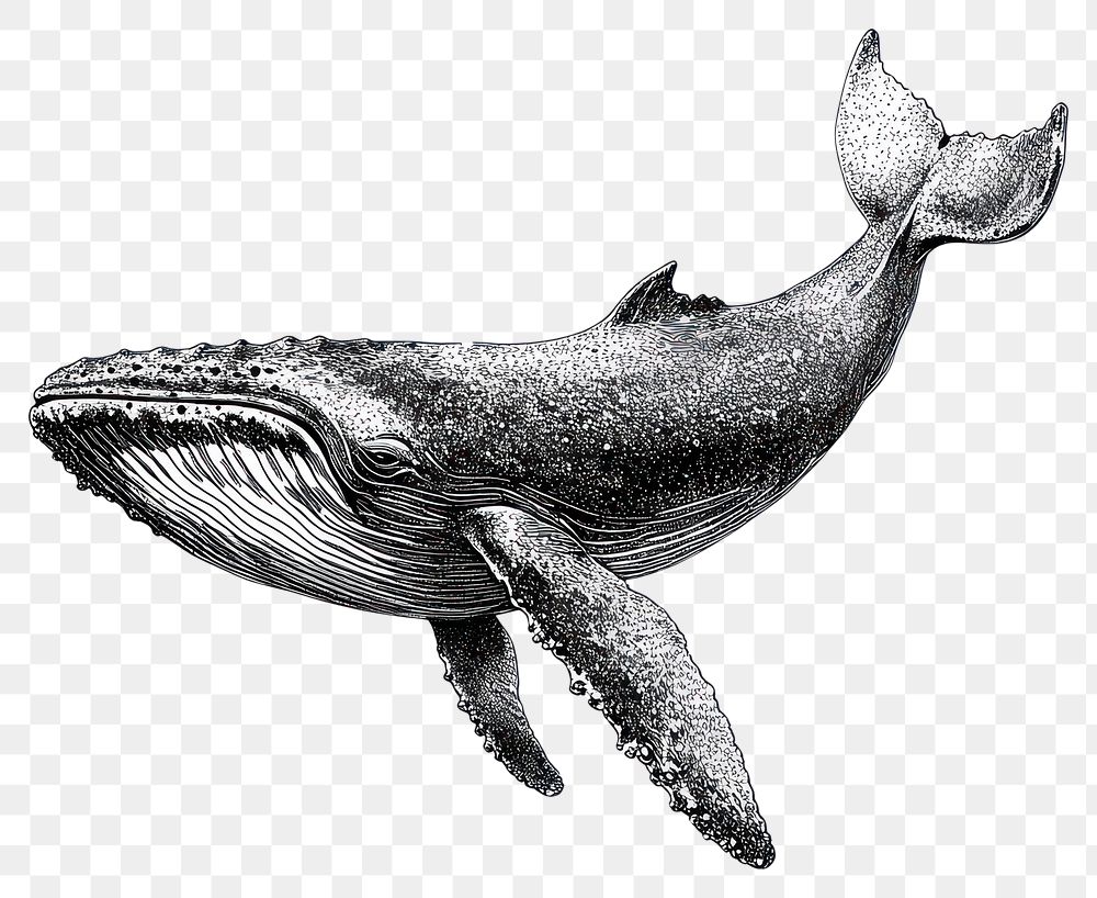 PNG Whale retro photocopy stipple effect white art illustration.