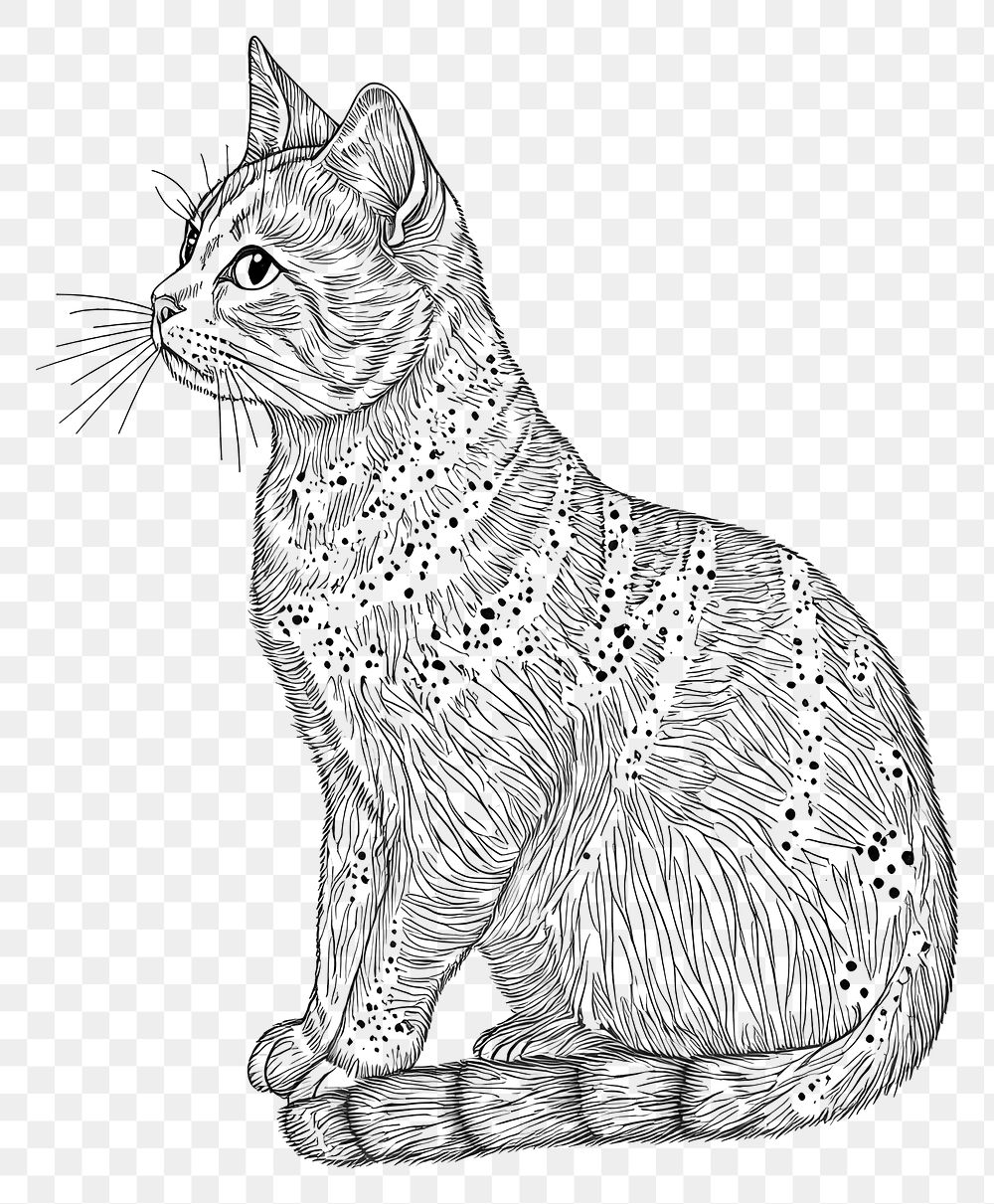 PNG Cat illustration drawing sketch.