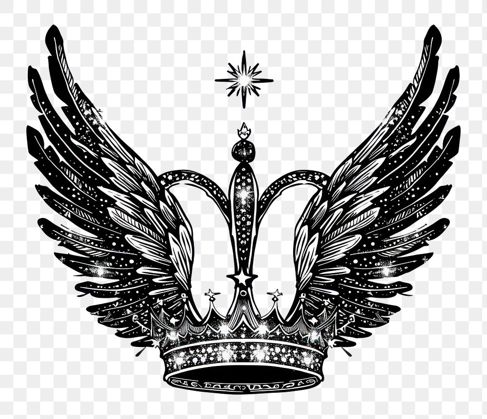 PNG Celestial illustration of Crown with Celestial Wings crown background symbol.