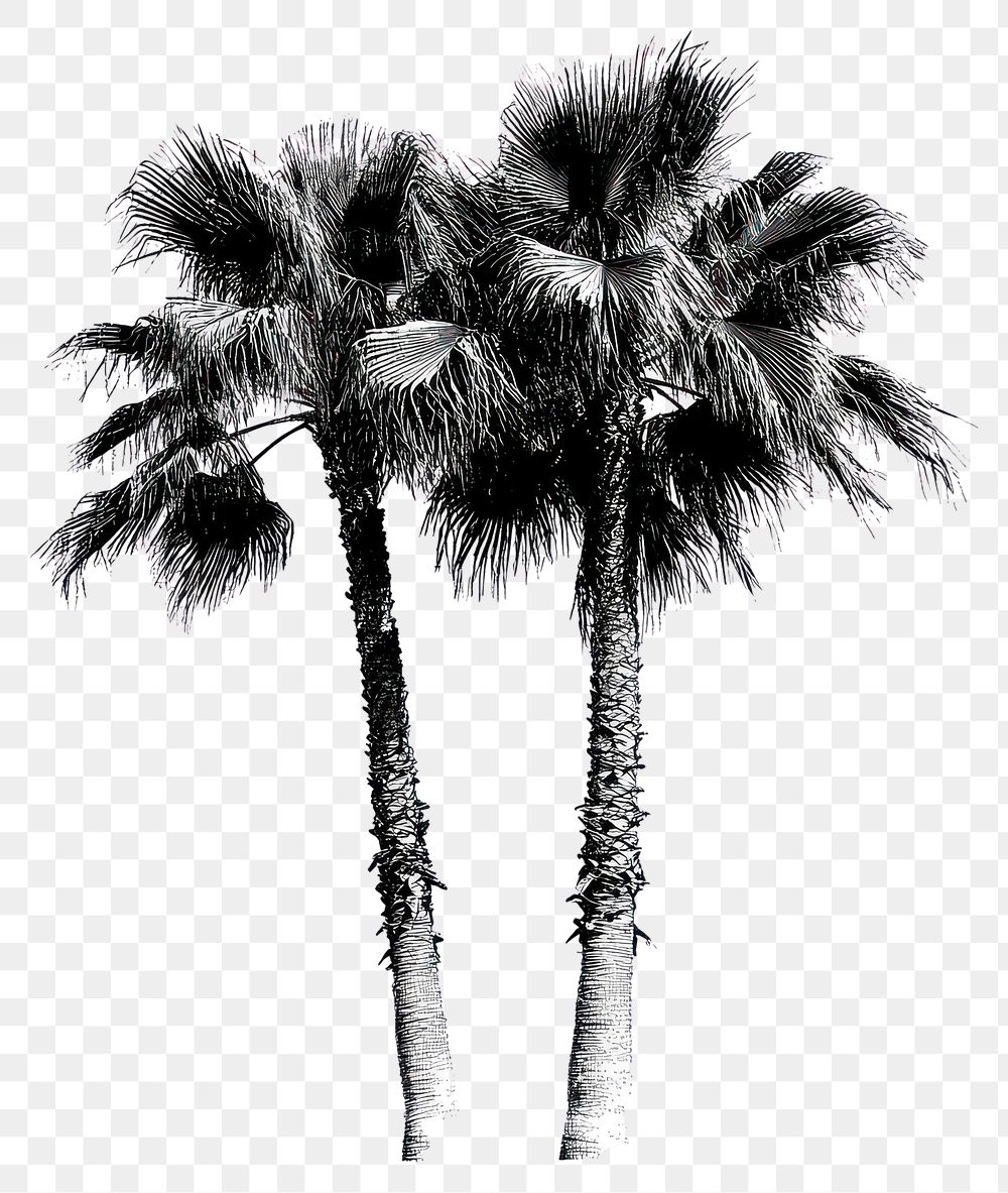 PNG Palm tree retro photocopy stipple effect trees white art.