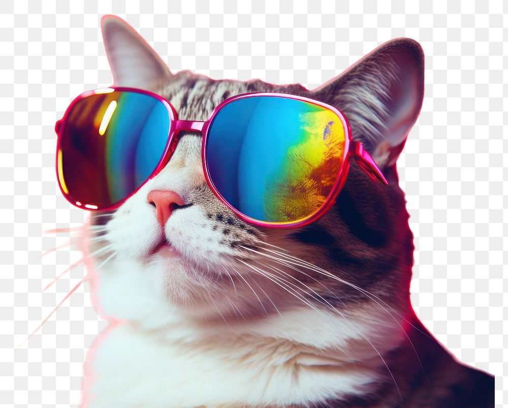 PNG Cat wearing sunglasses mammal animal pet. 