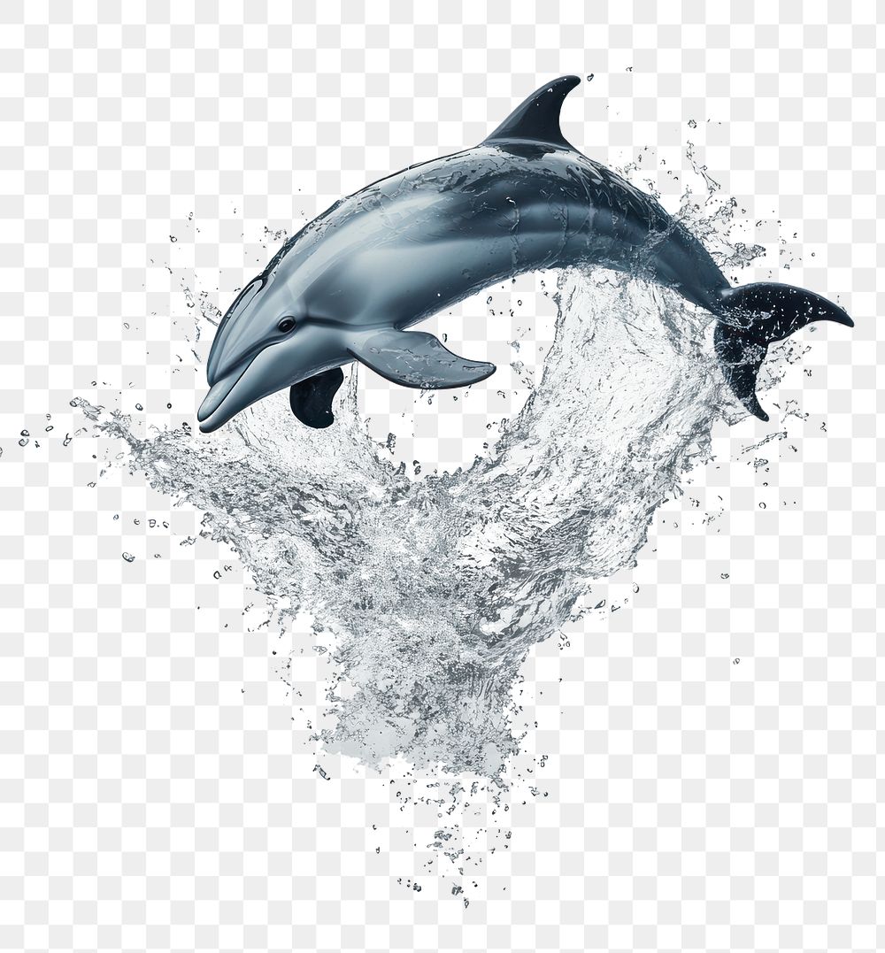 PNG Dolphin animal water splashing.