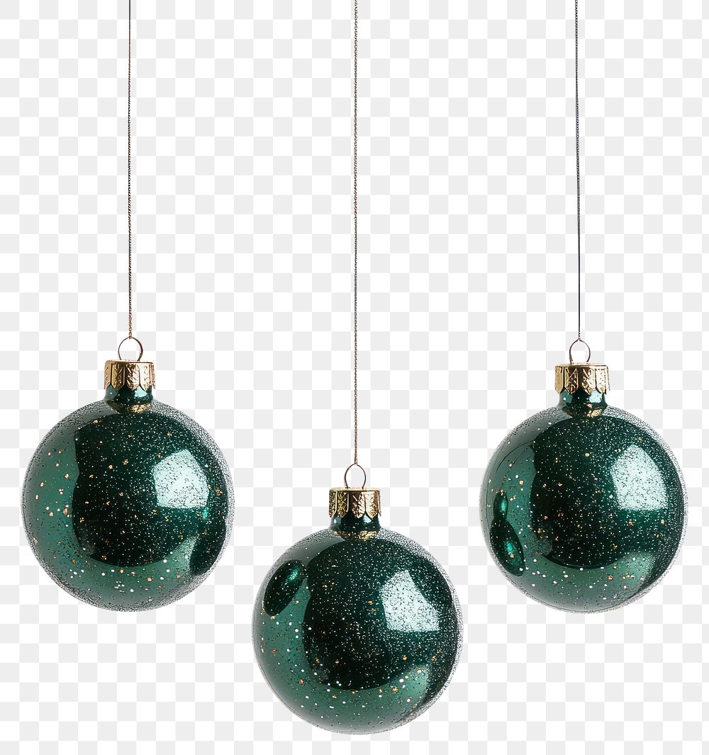 PNG A four cute christmas pattern glitter green baubles hanging down ornaments accessories decoration.