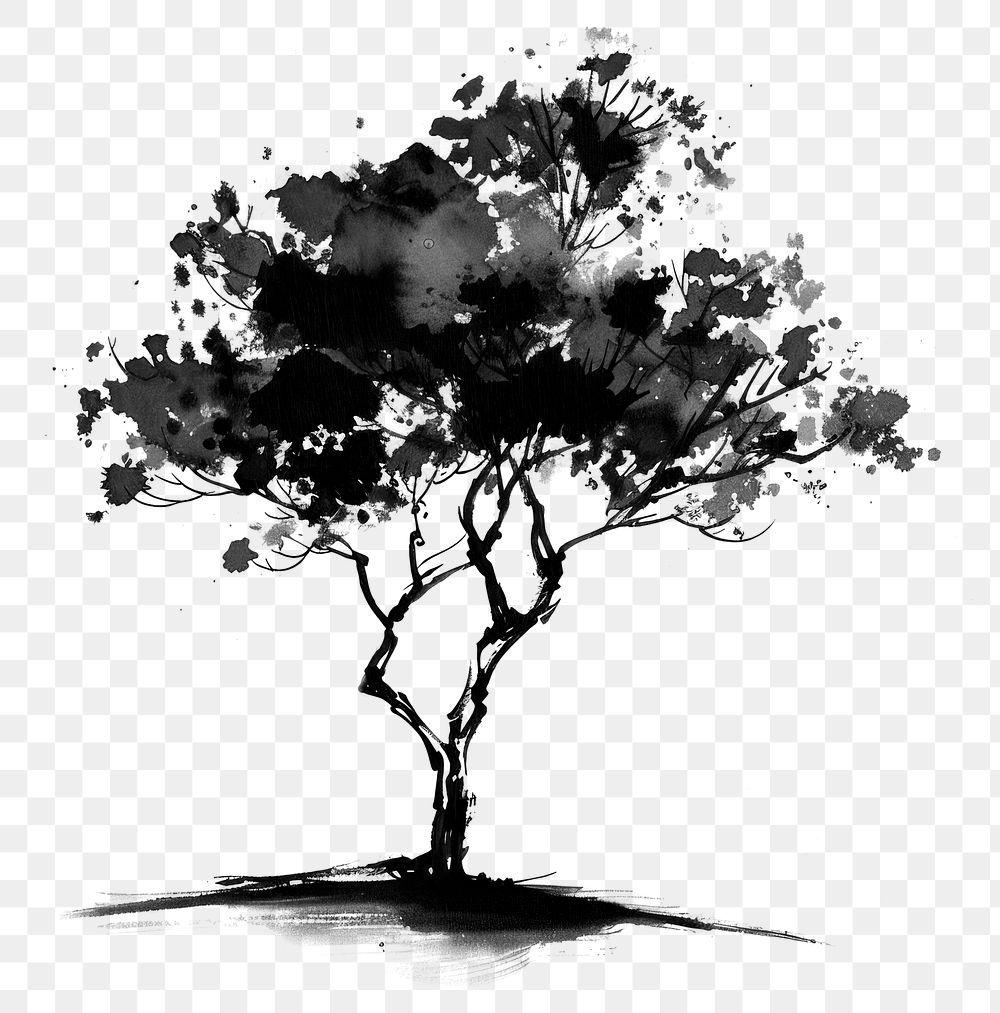 PNG Banyan Tree tree silhouette drawing black.