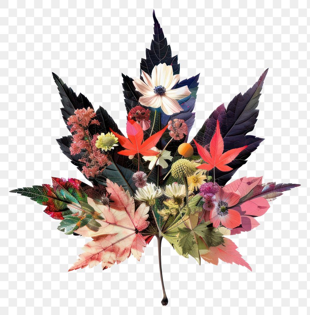 PNG Flower Collage maple leaf flower illustration collage.