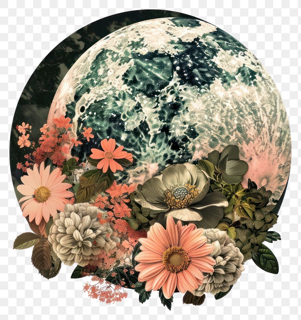 PNG Flower Collage planet flowers illustration elements.