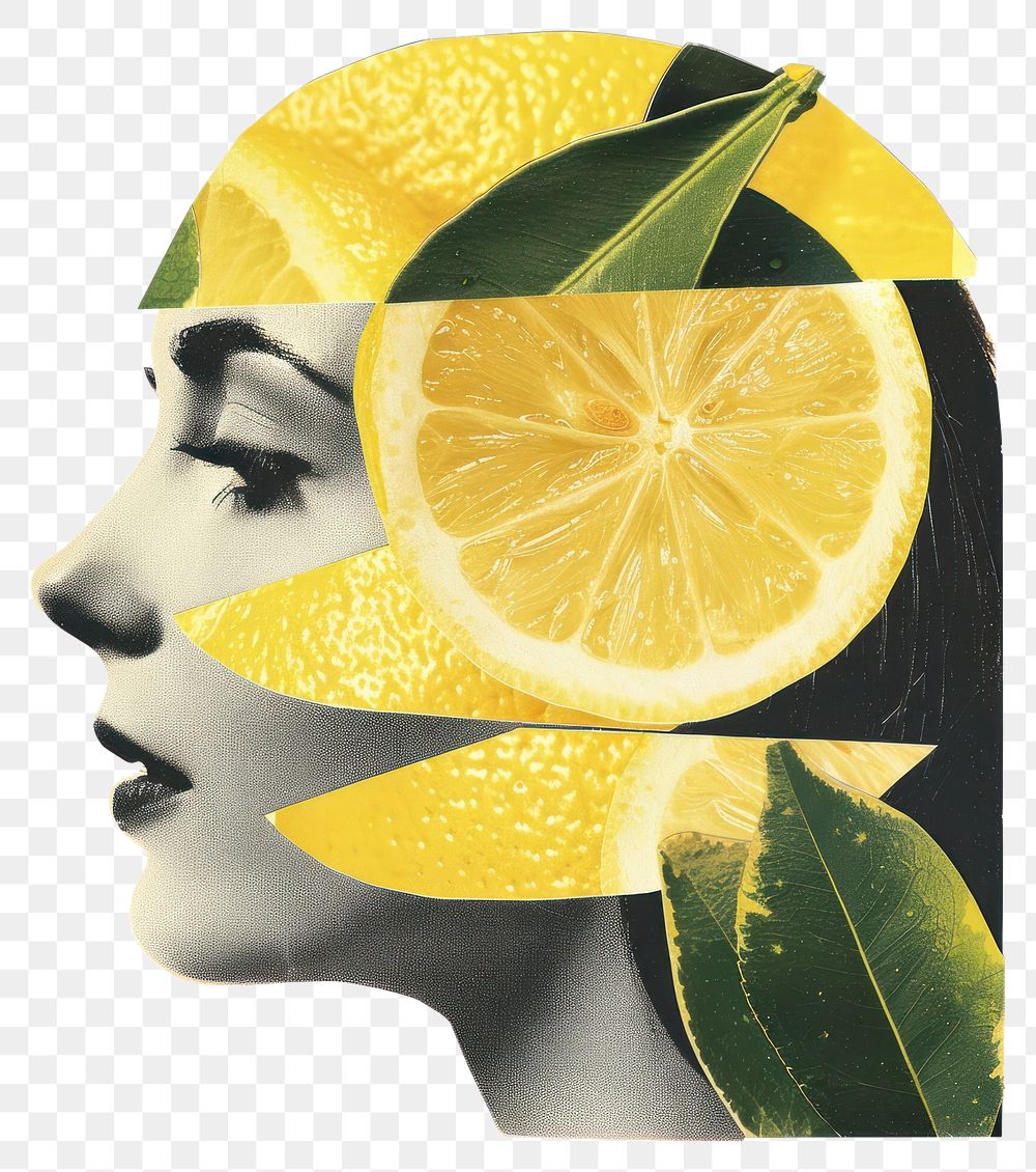 PNG Lemon shape collage cutouts fruit clothing creative.