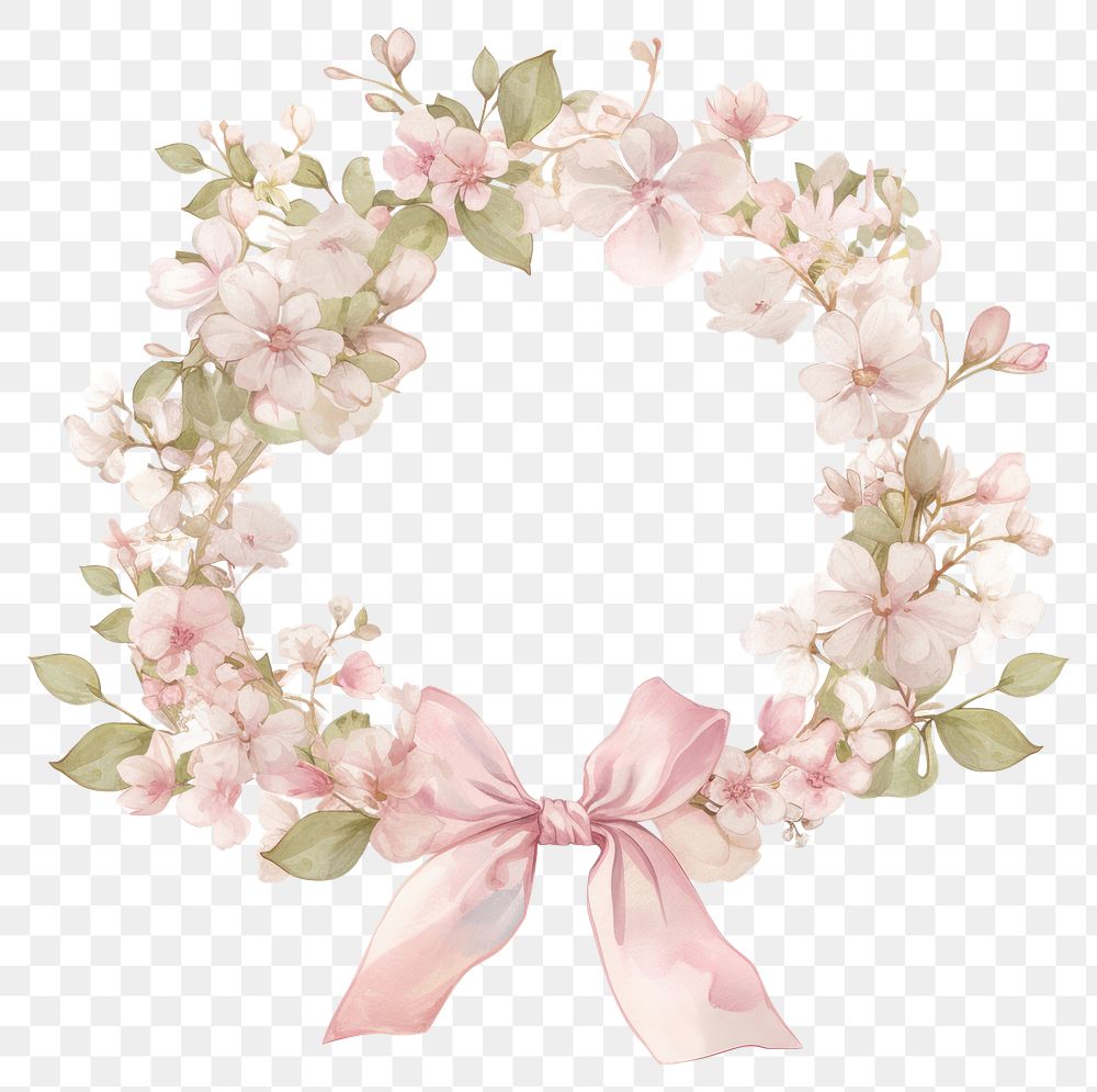 PNG Coquette frame watercolor flowers wreath.