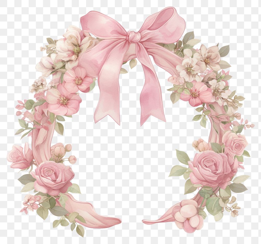 PNG Coquette frame illustration flower wreath.