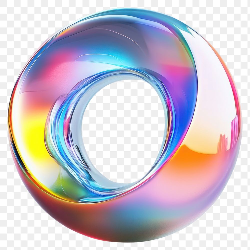 PNG 3D hoop shape rainbow sphere glass.