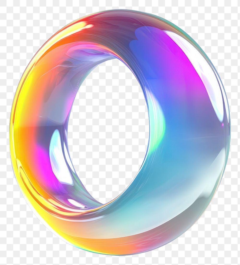 PNG 3D hoop shape illustration rainbow glass.