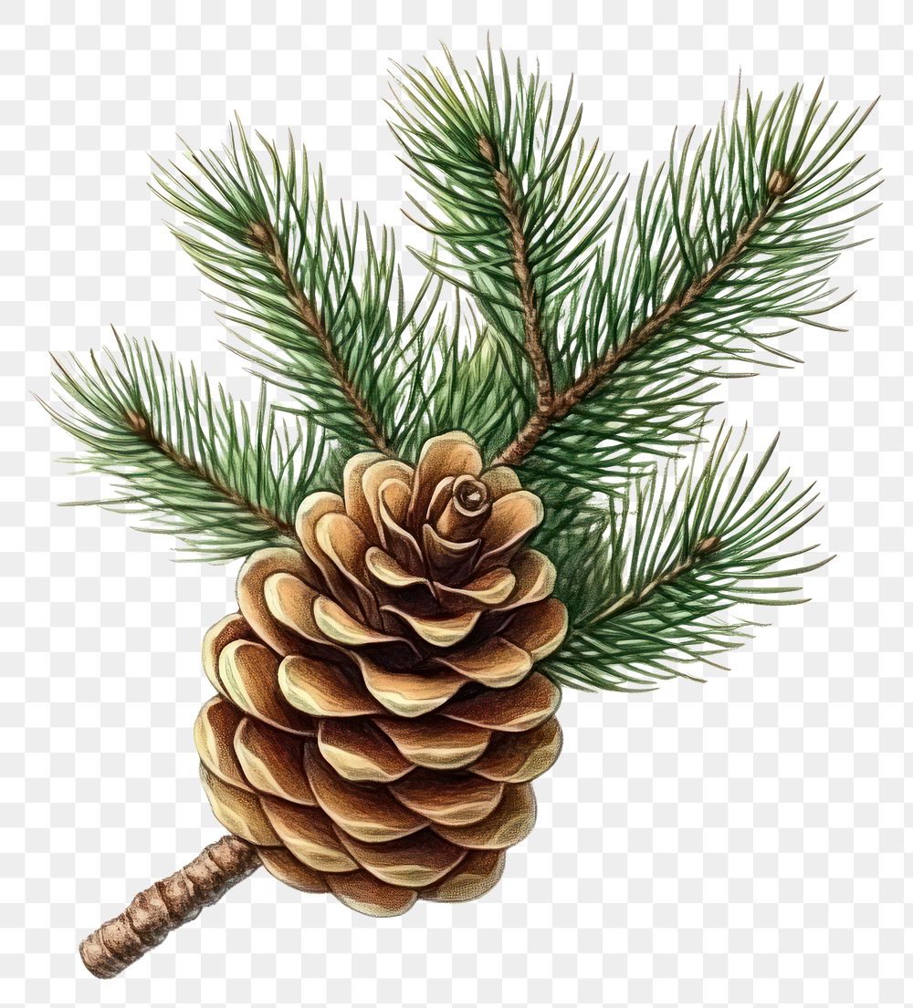 PNG Pine cone illustration botanical realistic.