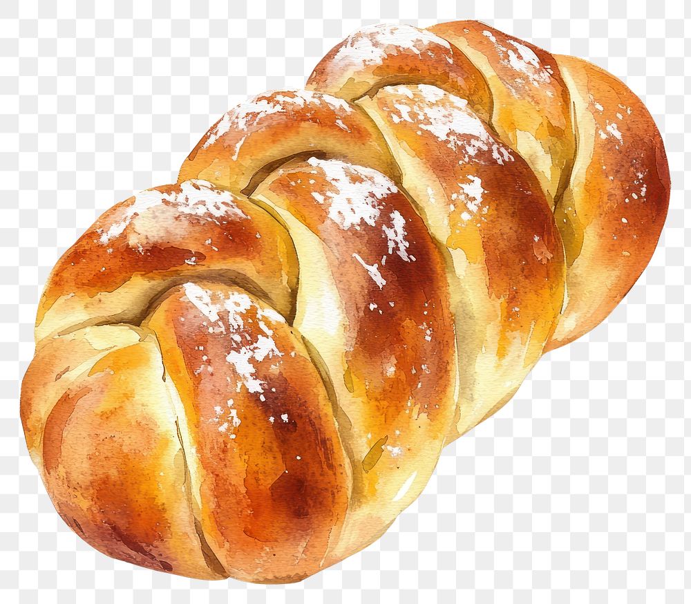 PNG Challah bread illustration watercolor food.