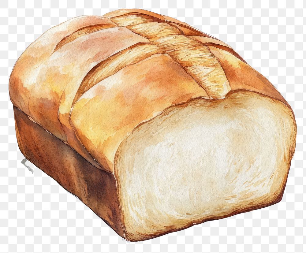 PNG White bread illustration watercolor food.